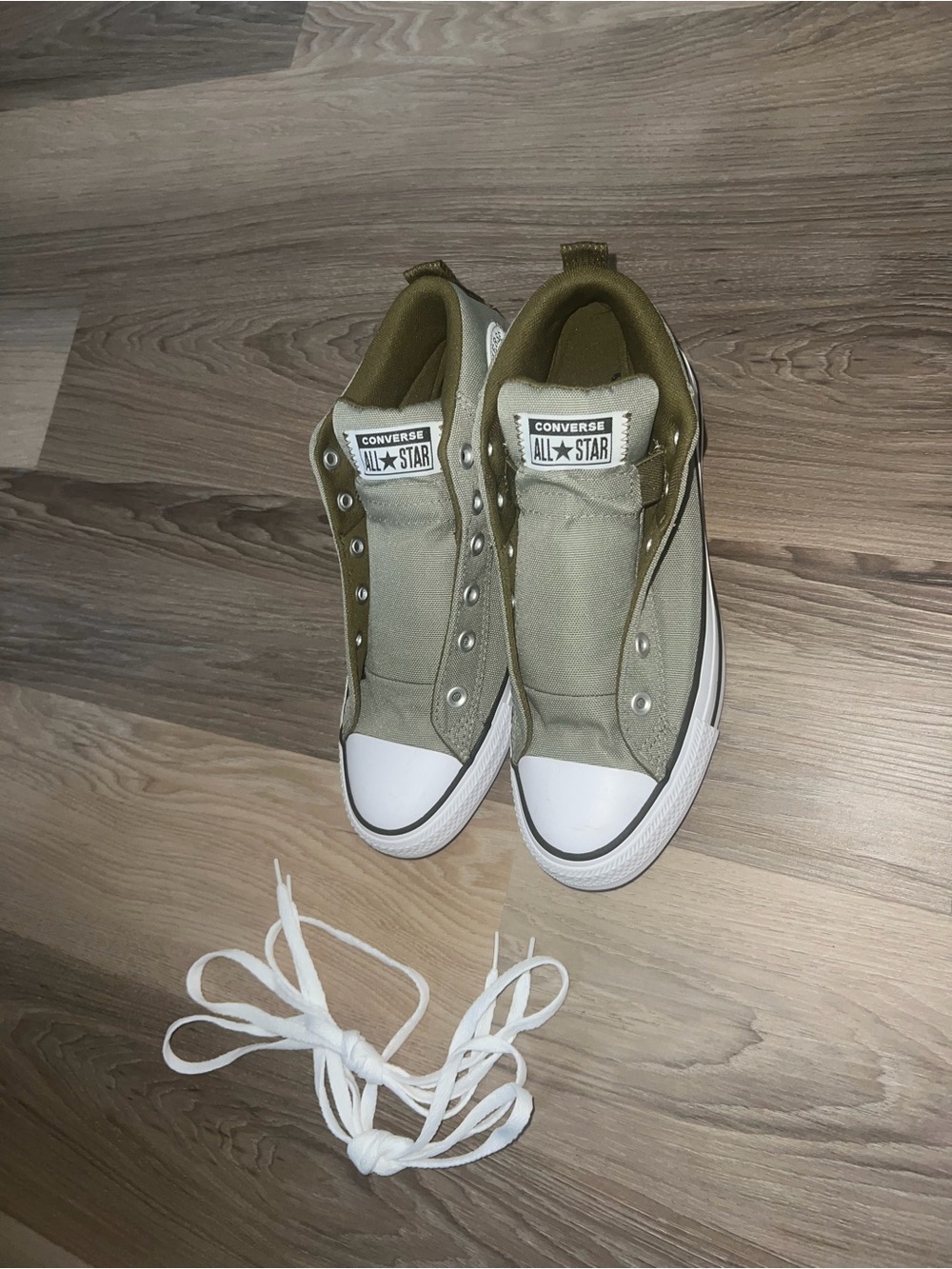 Converse Women's Olive Green Low-Top Sneakers with White Toe